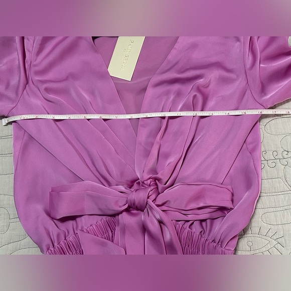 NEW Ramy Brook Zaylee Knotted Bodice Pleated Gown Sz S Pink Plunging Neckline - Picture 5 of 11